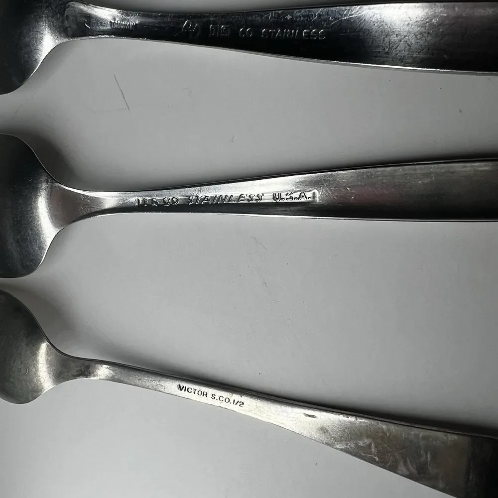 Vtg Stainless Silverplate Spoon Lot 10pc Oneida Wm Rogers Victor Royal Saxony